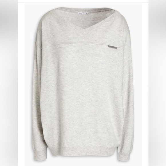 BRUNELLO CUCINELLI
Bead-embellished melange cashmere sweater Light Grey Size XS - Picture 5 of 17